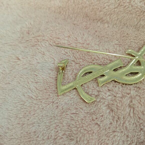 Yves Saint Laurent Gold Ysl Badge Brooch - Picture 6 of 6